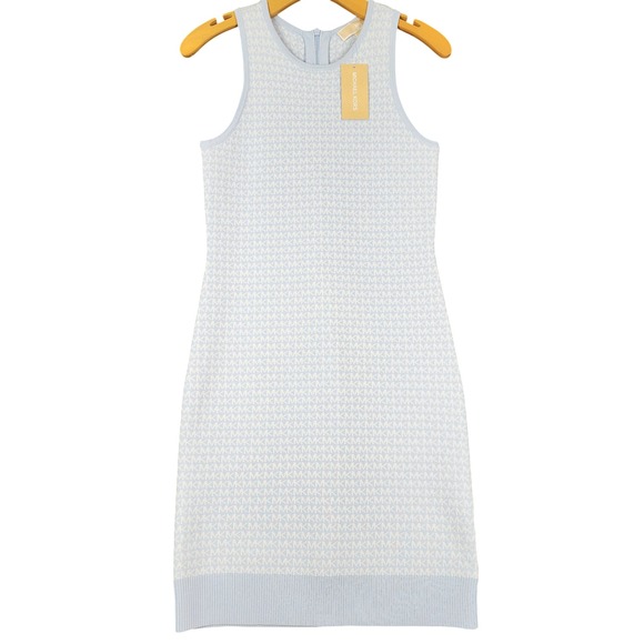 Michael Kors Dresses & Skirts - Michael Kors Pastel Blue MK Logo Monogram Knit Tank Dress JU2807G4GH Size S NEW